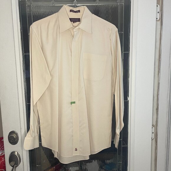 NORDSTROM BRAND MENS COTTON LT BROWN DRESS SHIRT SIZE 15.5/35 - Picture 1 of 4
